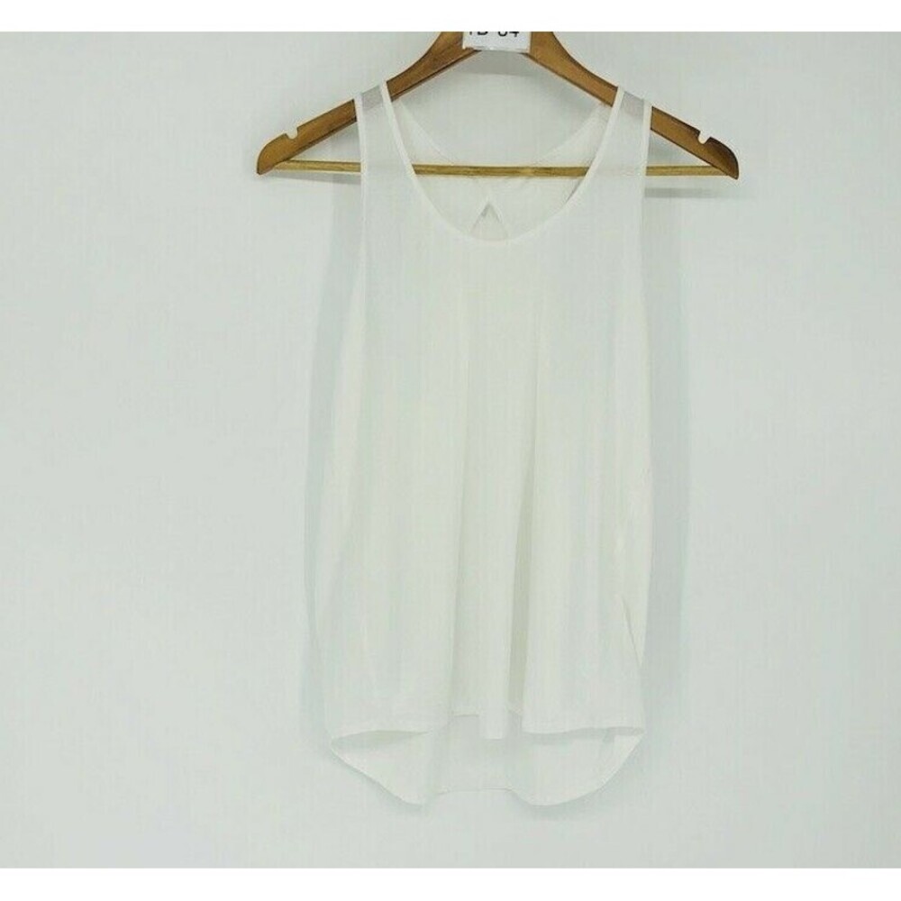 Lululemon Women's Solid White Polyester Sleeveless Scoop Neck Activewear Tops